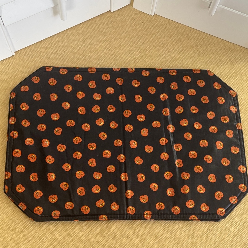 Set of 3 Longaberger Pumpkin 🎃 “Boo” Fabric Placemats EUC